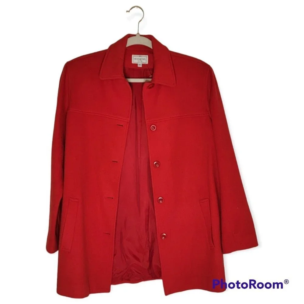 Henri Bendel Red Lightweight Wool Coat Size S